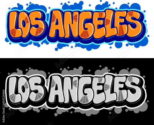 Los Angeles text in graffiti font style. Graffiti text vector illustrations.