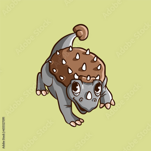 Isolated Dinosaurs Ankylosaurs Clipart Cute for Sticker Decoration