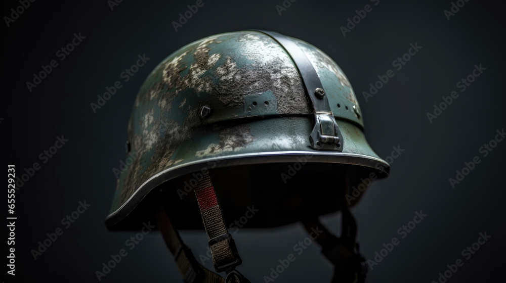 Fototapeta premium War helmet of military. Generative Ai