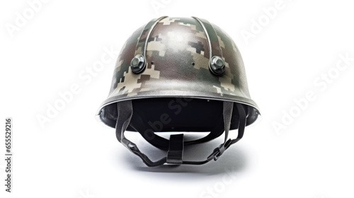 Helmet army isolated on white background. Generative Ai