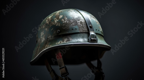 War helmet of military. Generative Ai