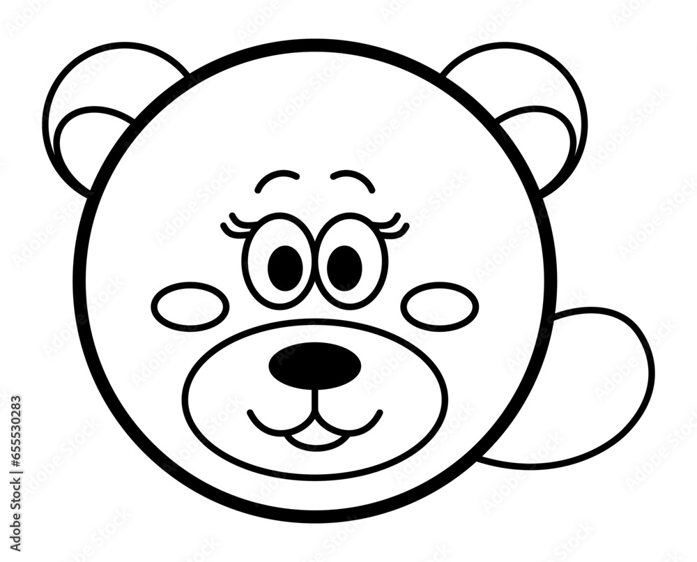 Bear - Zoo Female Animal Face Cartoon Black and White Vector Graphic Element with Cute Eyelash and Smiley Face for Forest, Mammal, Farm, and Wildlife Theme
Bear - Zoo Female Animal Face Cartoon Black and White Vector Graphic Element with Cute Eyelash and Smiley Face for Forest, Mammal, Farm, and Wildlife Theme