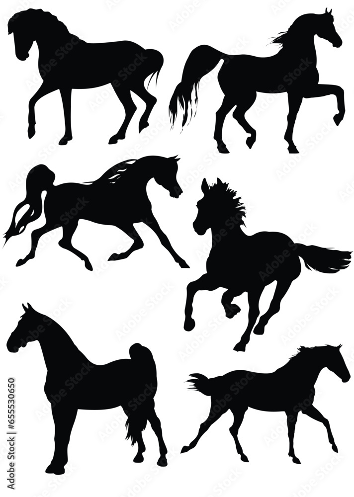 Six Horse silhouettes.