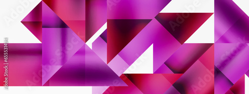 Vivid abstraction unfolds. Triangles in seamless harmony, composing dynamic geometric backdrop. Interplay of angles and hues forms captivating tapestry, evoking modernity and artistic allure