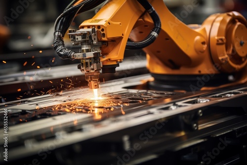 industrial welding robot in a manufacturing plant