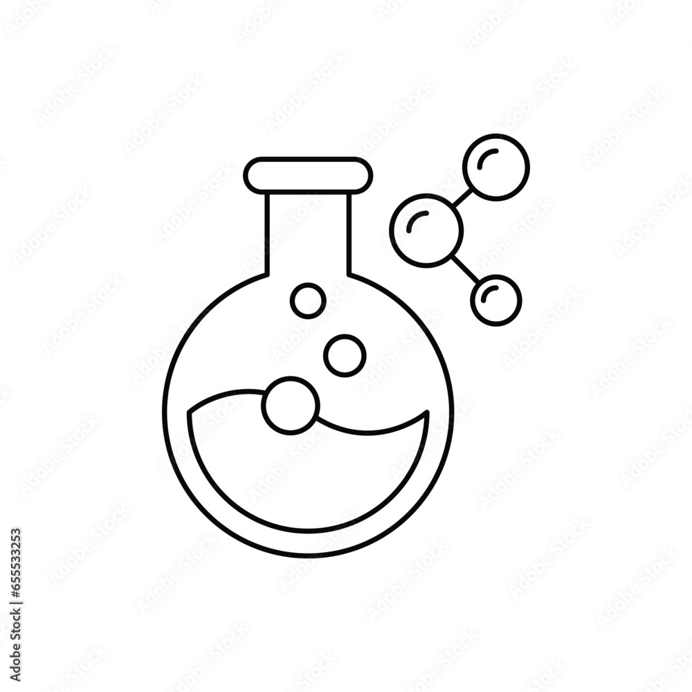 Flask and molecule structure icon design. Chemistry Vector Line Icon. isolated on white background. vector illustration Flask and molecule structure icon design. Chemistry Vector Line Icon. isolated on white background. vector illustration