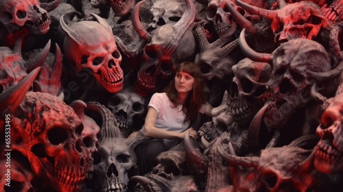 woman and skulls