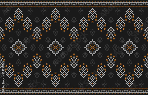 Geometric design fabric pattern, seamless, wallpaper, clothing, carpet, fiber, yarn and shawl. Asian Indian. Abstract background.