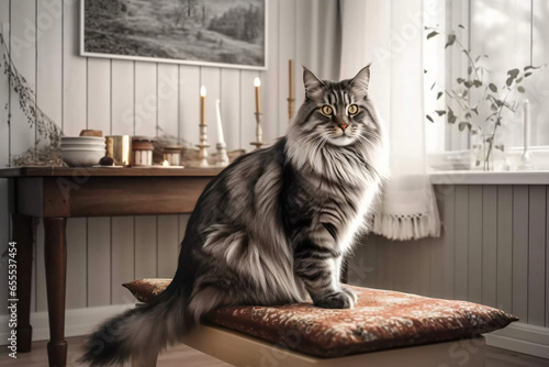Norwegian Cat Pet with living room