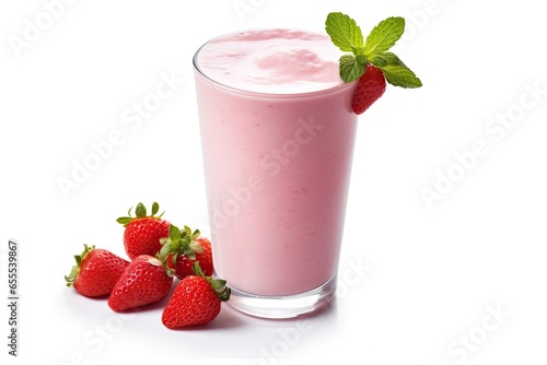 strawberry yoghurt smoothie isolated on white background