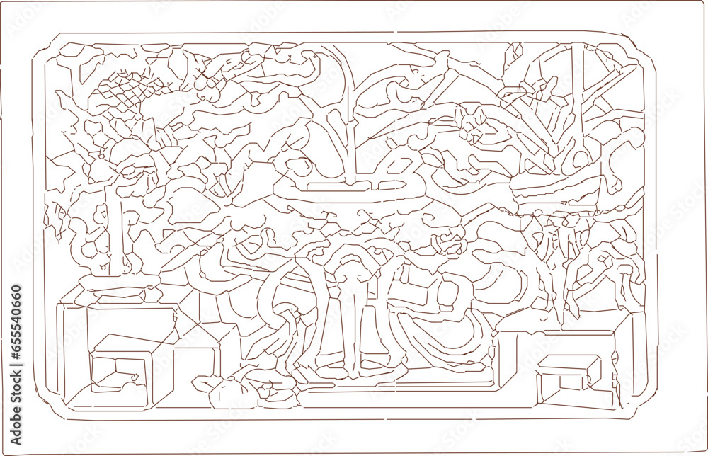 Vector sketch illustration of traditional ethnic vintage classic baground ornament design