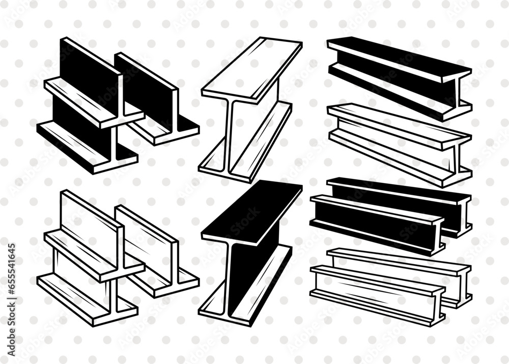 Steel Beam SVG, Steel Beam Silhouette, Ironworker Svg, Beam Svg