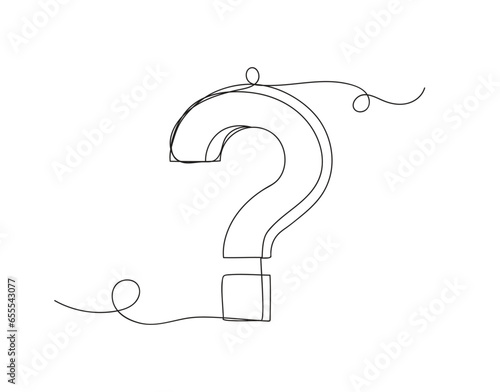 Continuous one line question mark shape isolated.