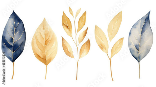 Artistic style with leaves depicted on a clean white background