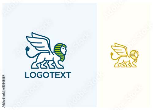 Sphinx with Wings logo brand illustration vector design