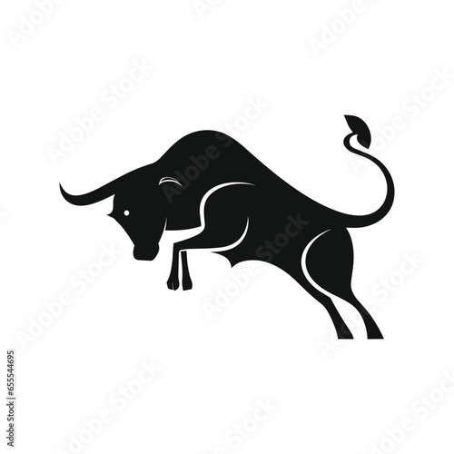 mammal bull black with white background silhouette