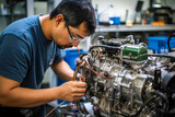 Scientist tirelessly working in laboratory, pushing the boundaries of engine technologies