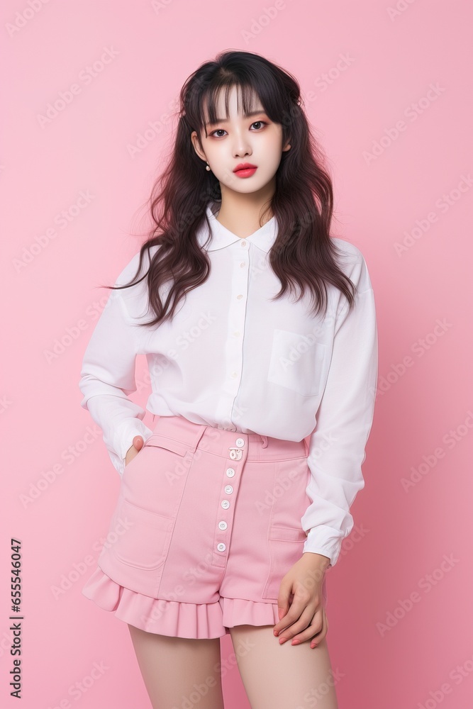 Stylish Half-body Ulzzang Korean Youth in Everyday Pastel Aesthetic Outfit Stylish Half-body Ulzzang Korean Youth in Everyday Pastel Aesthetic Outfit