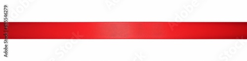 A straight red ribbon for Christmas and birthday present isolated against a white background, Generative AI