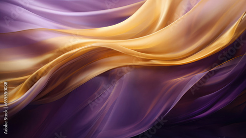 Abstract background with waves of purple and yellow fabric texture
