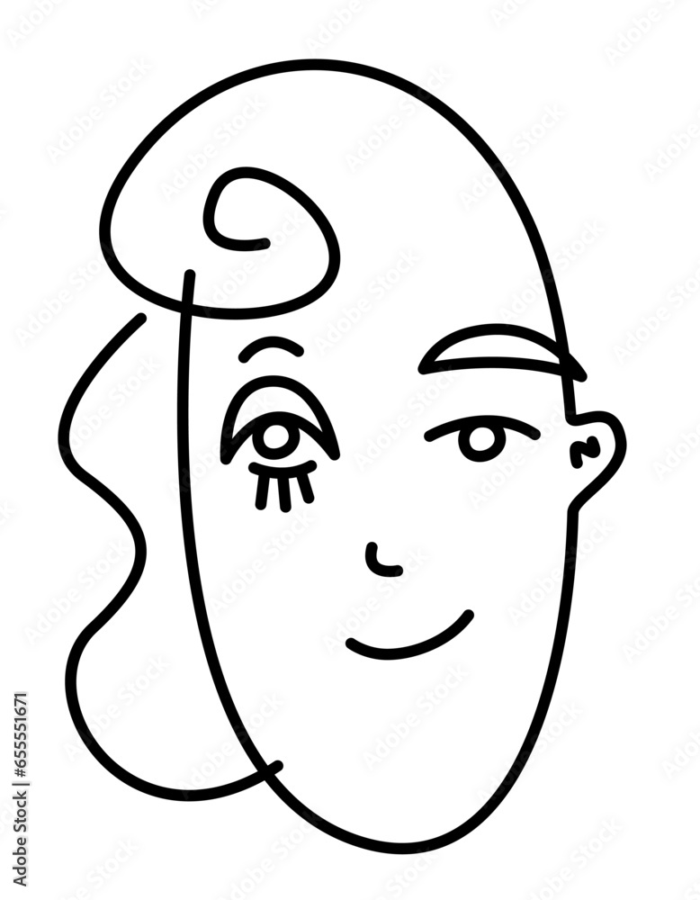 Cute doodle portrait. Creative illustration in outline style. Cute doodle portrait. Creative illustration in outline style.