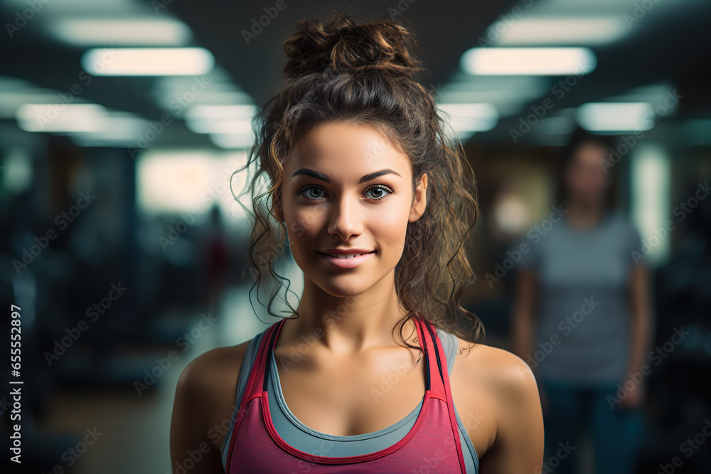 Empowered Athletic Woman A Portrait of Fitness and Determination in the Gym. created with Generative AI Empowered Athletic Woman A Portrait of Fitness and Determination in the Gym. created with Generative AI