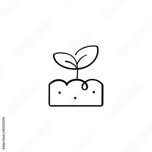 Soil and Plant Line Style Icon Design