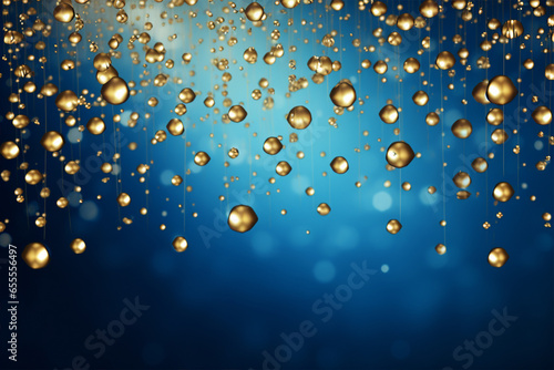 Blue background with gold drops of different sizes