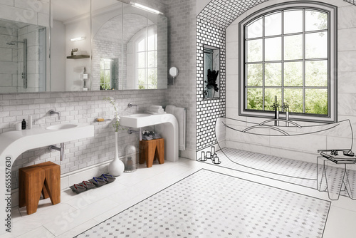 Entwurf einer modernen Badezimmereinrichtung - 3D Visualisierung