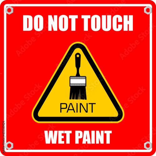 Do Not Touch, wet paint, sign and sticker vector