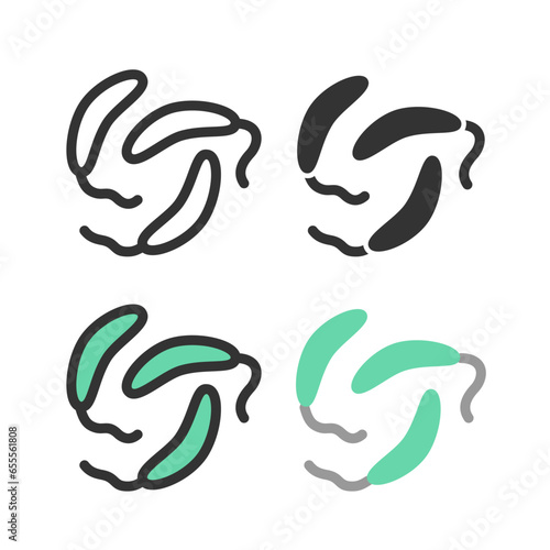 Bacteria, microbe, virus outline vector icon set