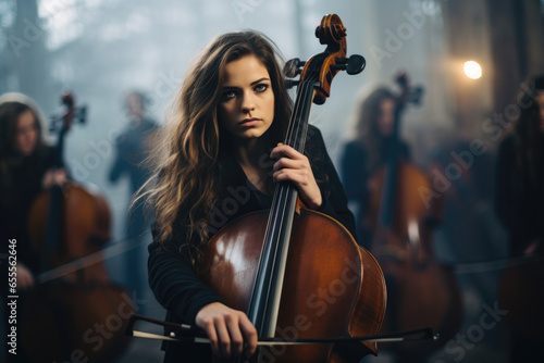 woman playing cello