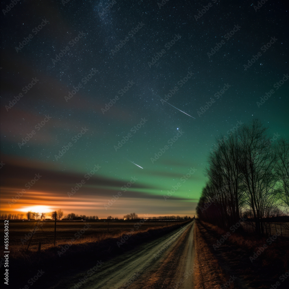  comet trail in outer sky 
