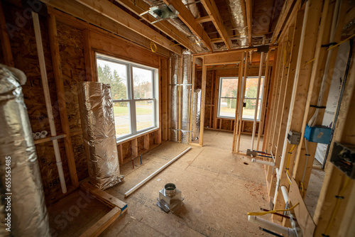 Under construction room, revealing the evolving framework and design