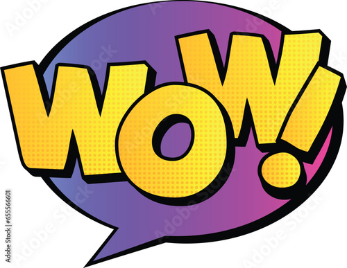 pop art style with expression text WOW
