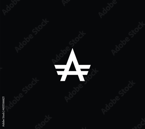 Letter A monogram with black background. 