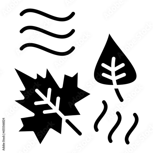 Vector Design Leaf Fluttering in Wind Icon Style