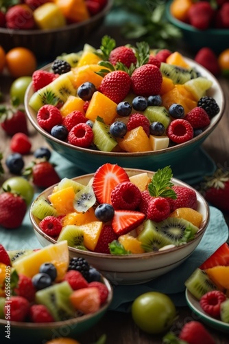 A colorful fruit display on a table