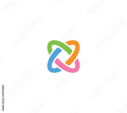 Double O or Cross X or TT or MW logo design with square orbit shape. 