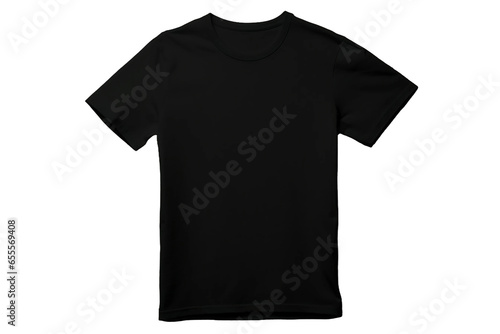 Stylish Black T-shirt Isolated on Transparent Background.