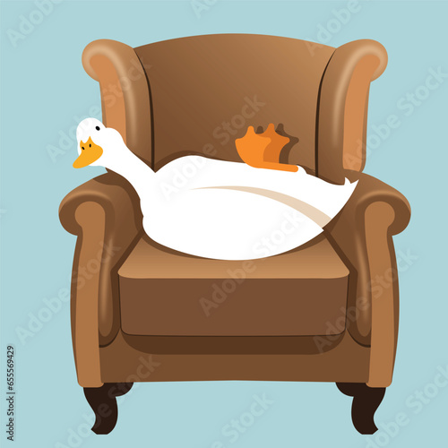 Duck's relaxing day on the sofa