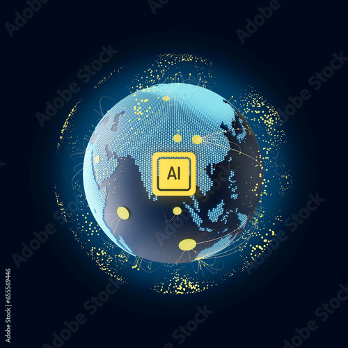 AI-Powered Earth A Futuristic Hologram