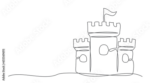 Castle One line drawing isolated on white background
