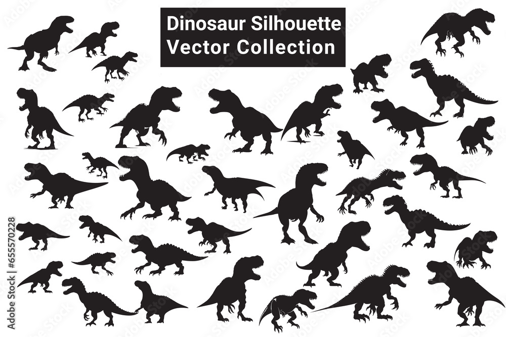 Obraz premium dinosaur silhouette vector collection