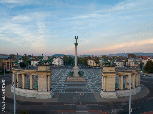 Photography Panoramic cityscape about Budapest city included the Heroes square and Andrassy street too