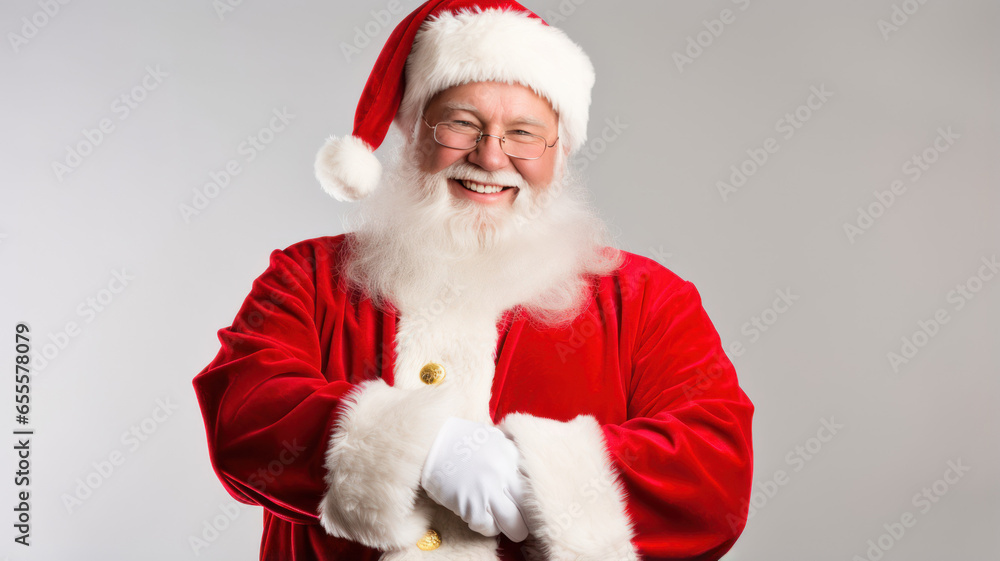 Portrait of smiling Santa Claus isolated on white background. Merry Christmas and Happy New Year. Portrait of smiling Santa Claus isolated on white background. Merry Christmas and Happy New Year.