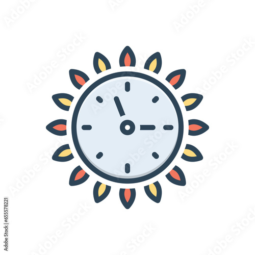 Color illustration icon for clock 