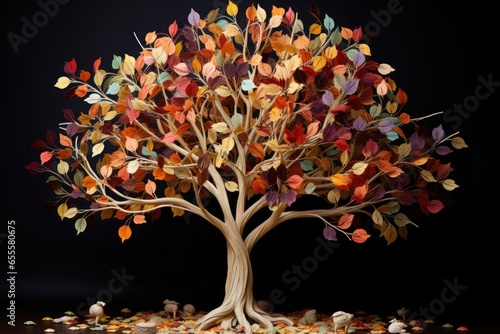 Obraz na plátně thankful tree made with twigs and autumn colored paper leaves