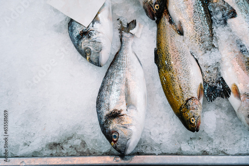 fresh fish on ice the market