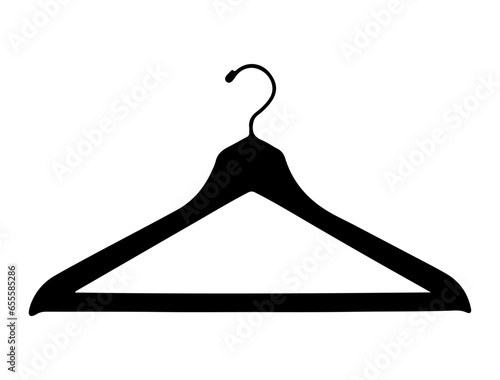 Clothing hanger silhouette vector art white background